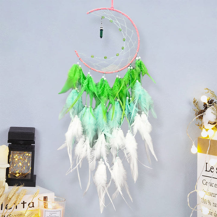 Attrape-rêves pendentif lune avec topaze bleue Olivenorma