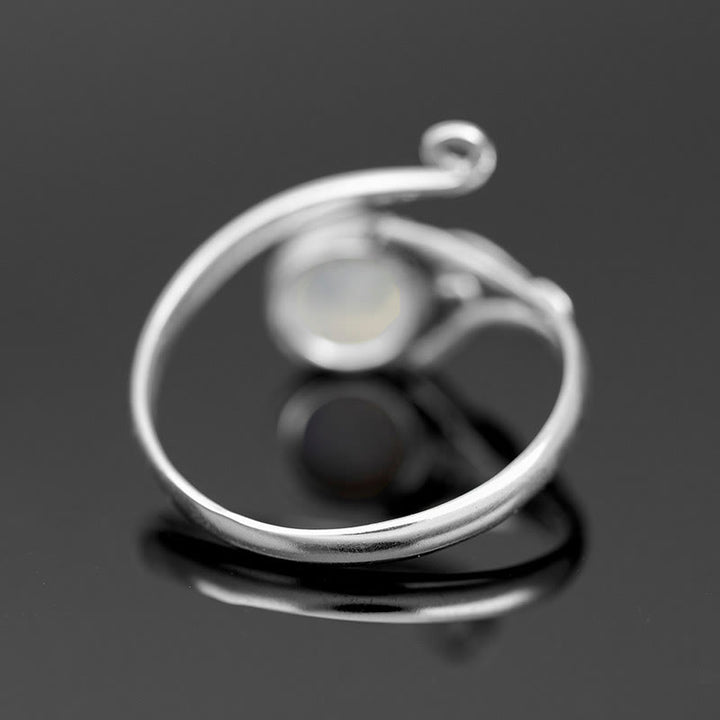 Olivenorma « Purify Energy » - Bague rétro ronde en pierre de lune