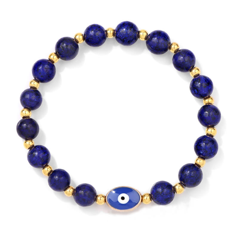 Bracelet Olivenorma 8 mm œil de tigre bleu contre le mauvais œil