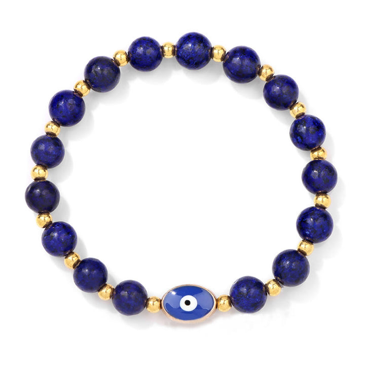 Bracelet Olivenorma 8 mm œil de tigre bleu contre le mauvais œil