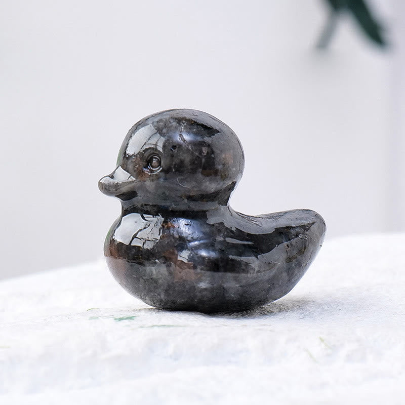 Décoration en pierre précieuse sculptée en forme de canard en cristal de quartz Olivenorma de 1,2 pouce