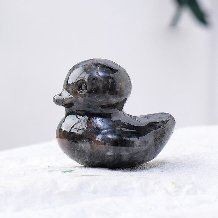 Décoration en pierre précieuse sculptée en forme de canard en cristal de quartz Olivenorma de 1,2 pouce