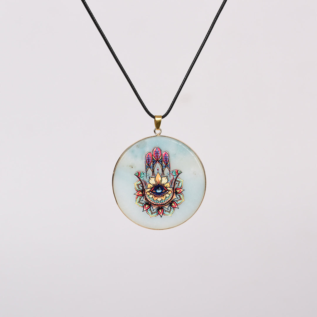 Collier Arbre de Vie en Cristal Hamsa Chakra Olivenorma