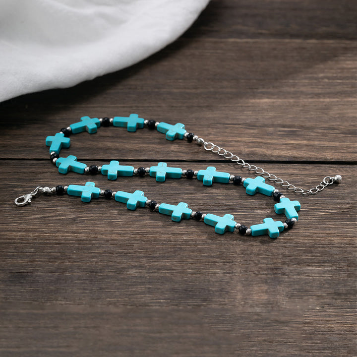Collier à brins croisés en turquoise Olivenorma