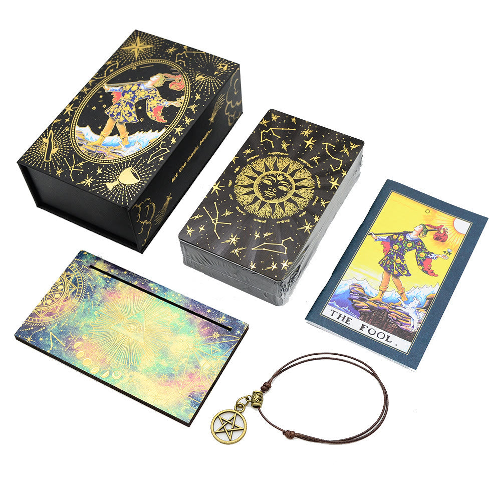Cartes du jeu de tarot doré Olivenorma Black Gold Waite Foil