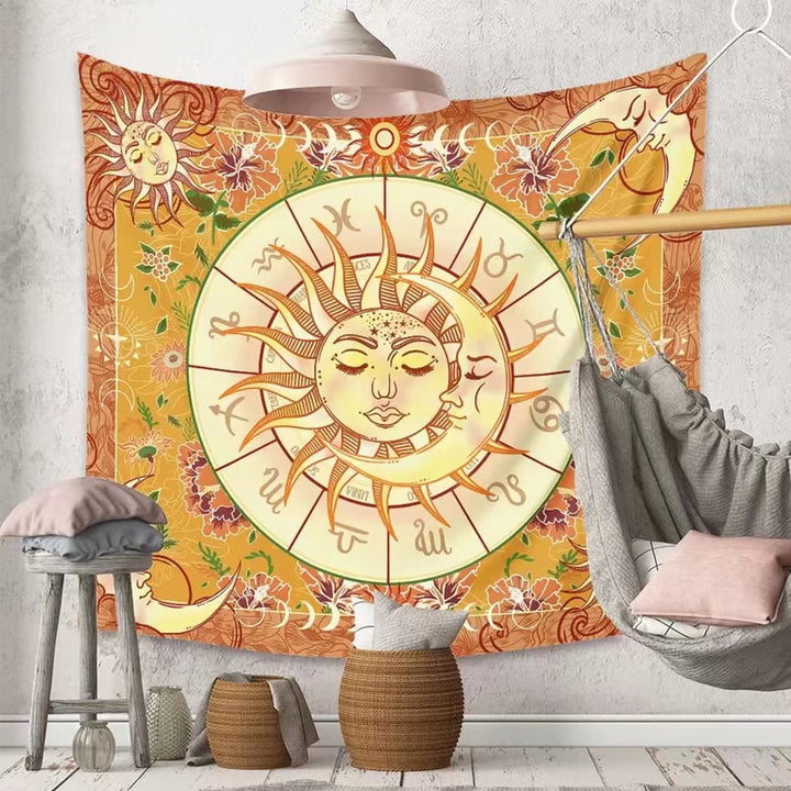 Tapisserie Boho Zodiaque Jaune Soleil Olivenorma
