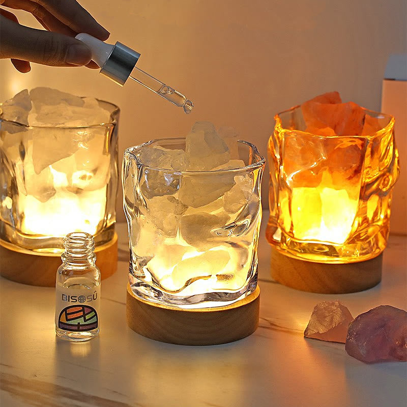 Lampe d'aromathérapie en cristal d'huile essentielle en pierre de verre irrégulière Olivenorma