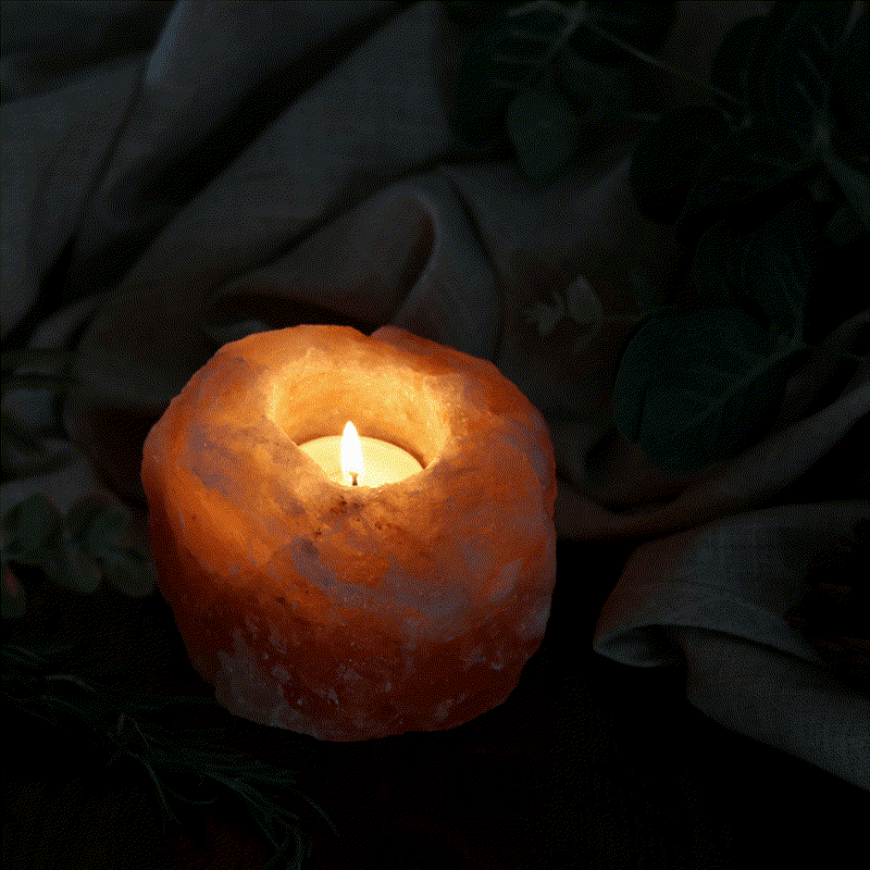 Bougeoir romantique sculpté à la main Olivenorma Lampe de sel rose de l'Himalaya