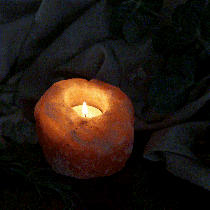Bougeoir romantique sculpté à la main Olivenorma Lampe de sel rose de l'Himalaya