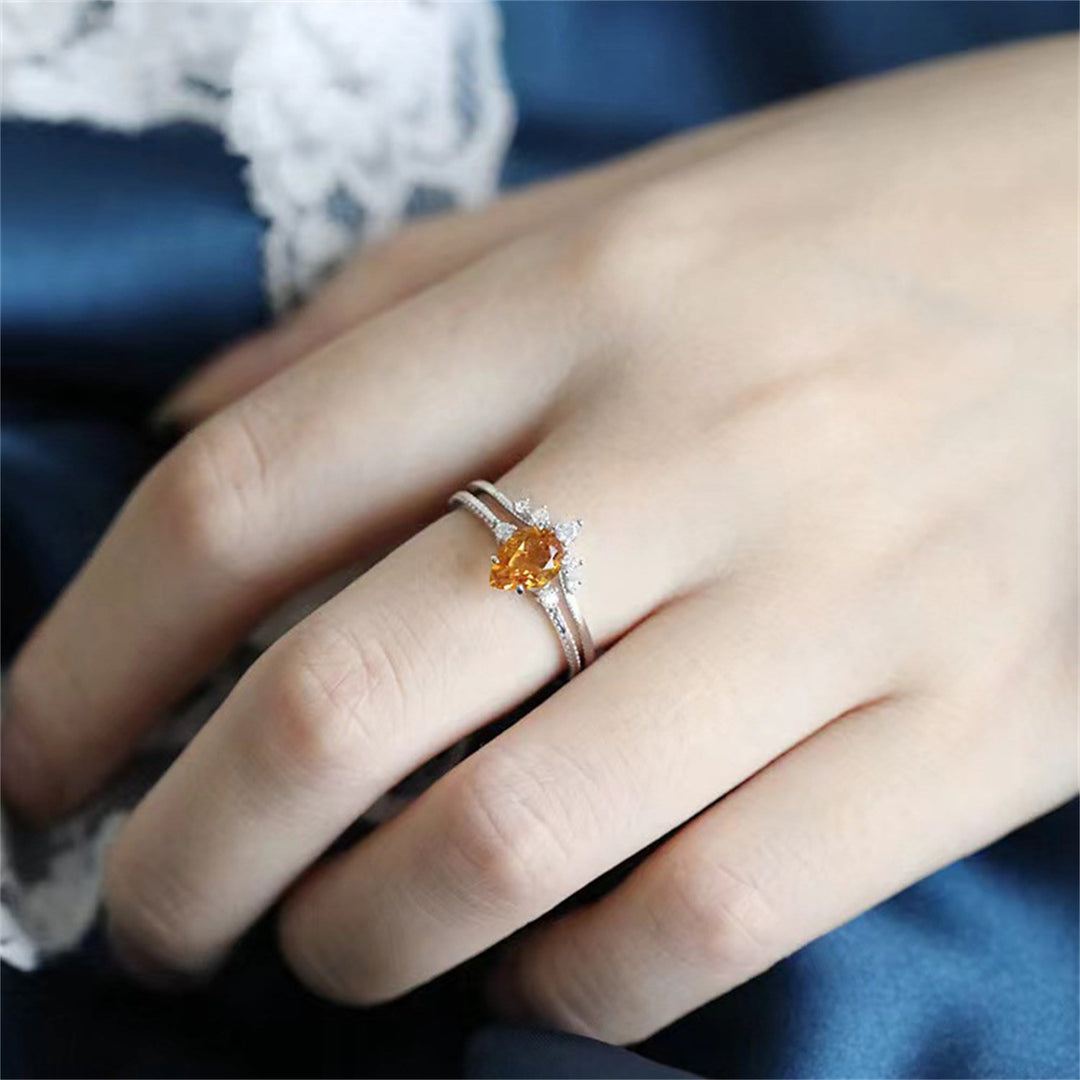 Bague en argent 925 et ou avec citrine en forme de goutte Olivenorma