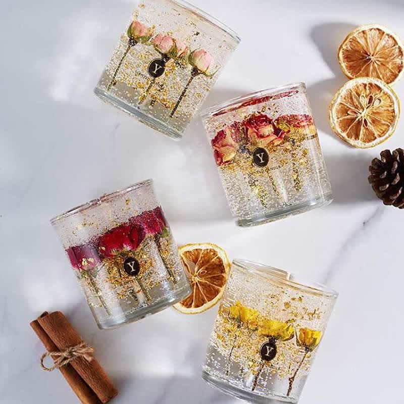 Bougie d'aromathérapie romantique aux vraies fleurs Olivenorma