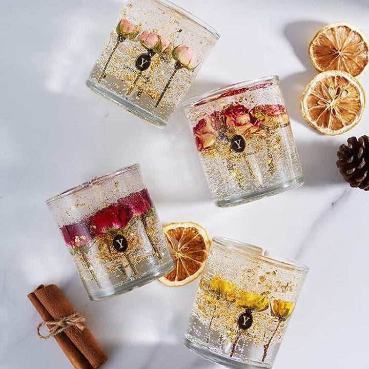 Bougie d'aromathérapie romantique aux vraies fleurs Olivenorma