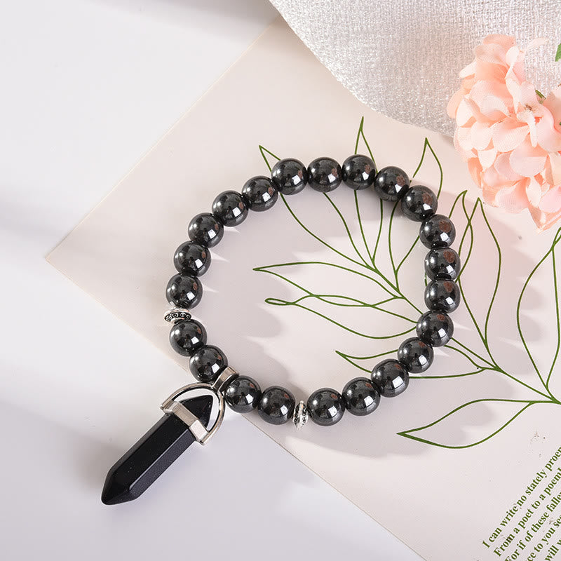 Bracelet pendentif prisme hexagonal en cristal perle Olivenorma de 8 mm