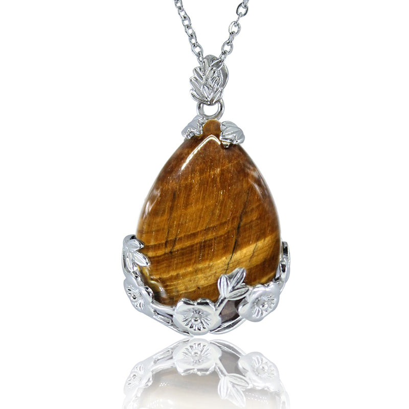Collier Goutte d'eau Prune en Pierre Naturelle