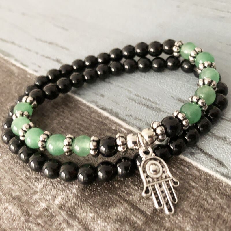 Bracelet Hamsa à double tour Olivenorma 6 mm pour homme et femme