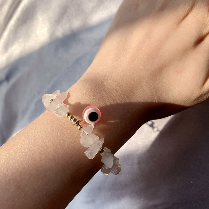 Bracelet pendentif mauvais œil en gravier de cristal naturel Olivenorma