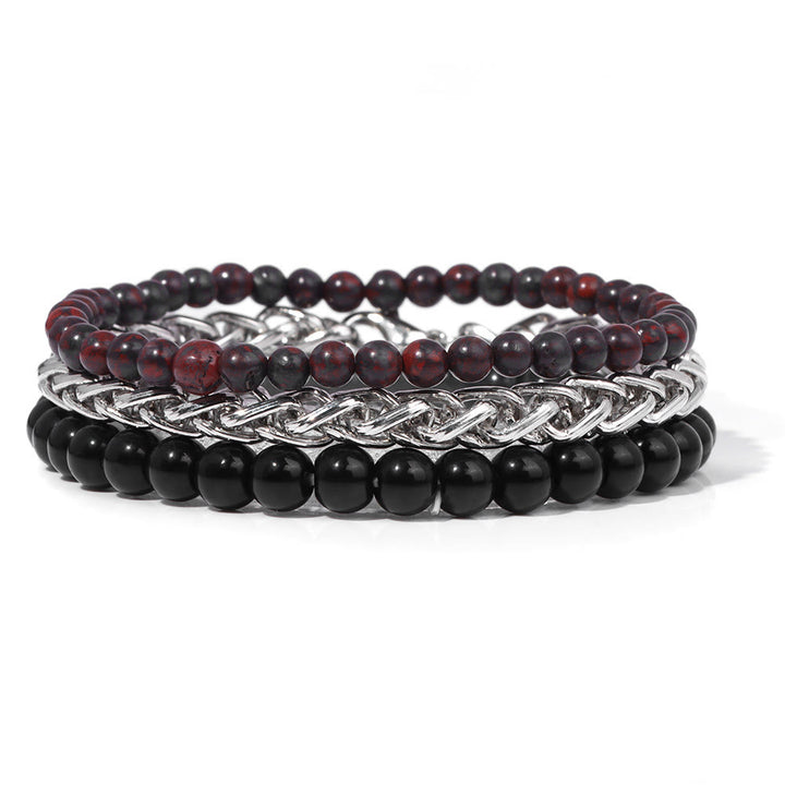 Ensemble de bracelets rétro en pierre rose Olivenorma « Paix et calme »
