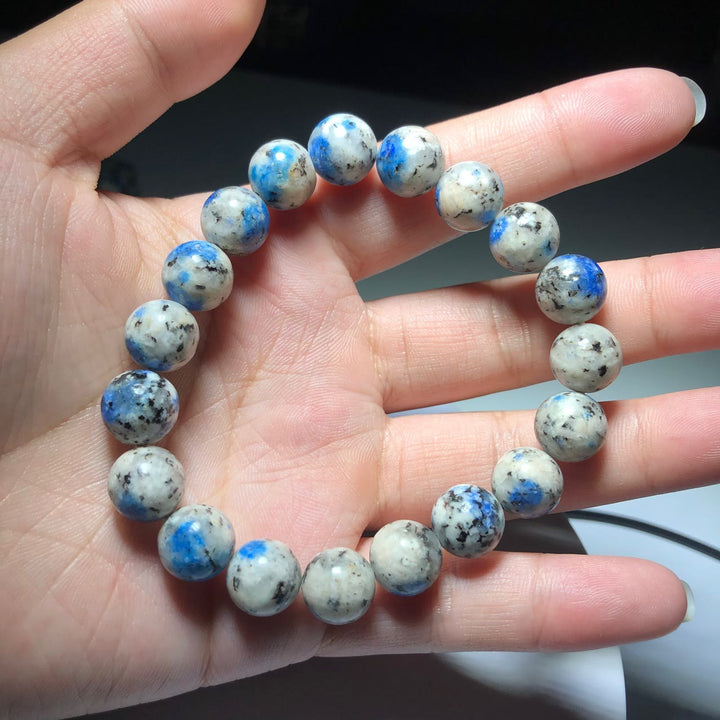 Bracelet en pierre énergétique en perles d'azurite naturelle de 11 mm Olivenorma