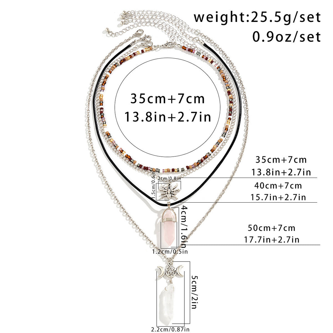 Ensemble de colliers avec pendentif arbre de vie en quartz naturel et hamsa Olivenorma