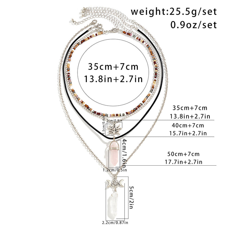 Ensemble de colliers avec pendentif arbre de vie en quartz naturel et hamsa Olivenorma