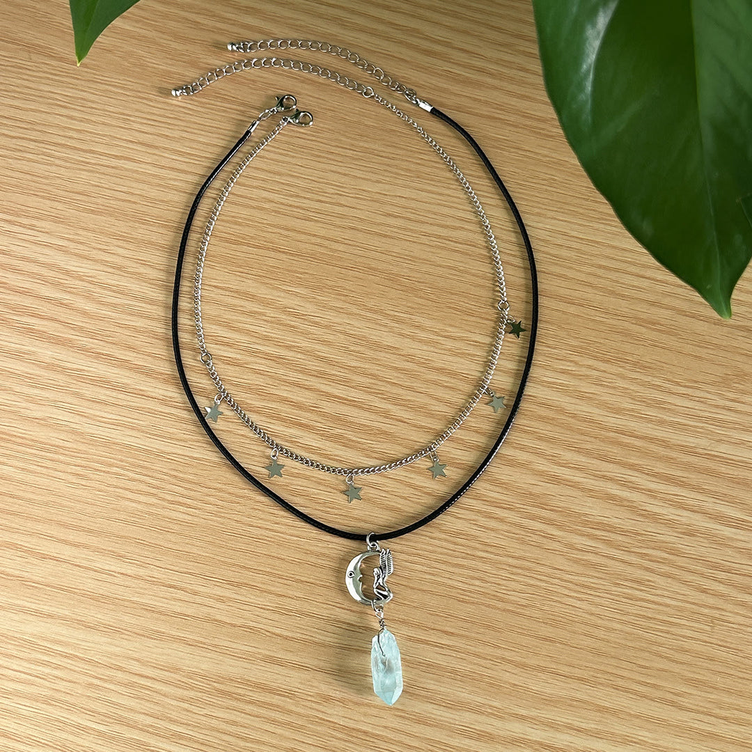 Ensemble de colliers avec pendentif en pierre naturelle Arbre de vie et mauvais œil Olivenorma