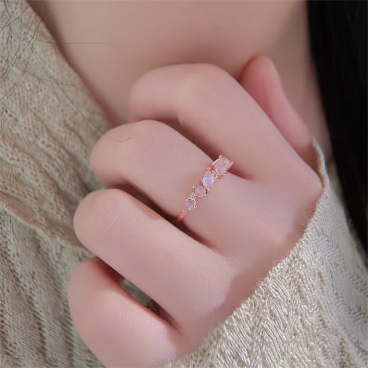 Bague exquise en argent sterling S925 avec pierre de lune Olivenorma