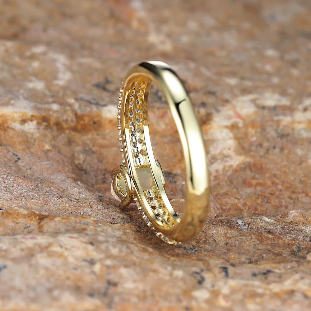 Bague à bande ronde en zircon opale « Shiny Elegance » Olivenorma