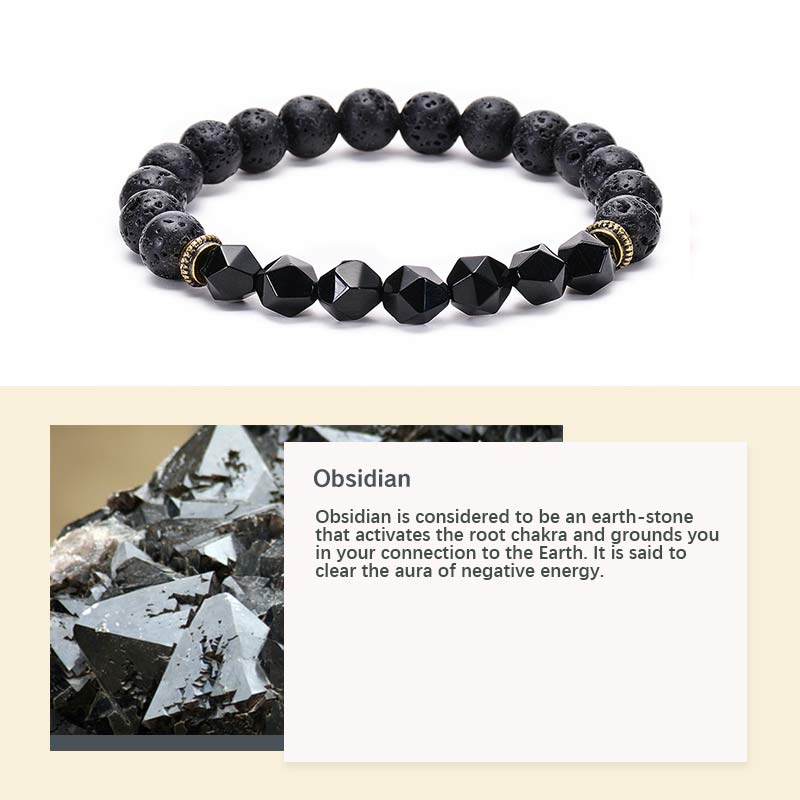 Bracelet de protection en œil de tigre avec pierre de lave