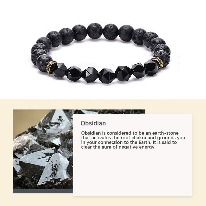 Bracelet de protection en œil de tigre avec pierre de lave