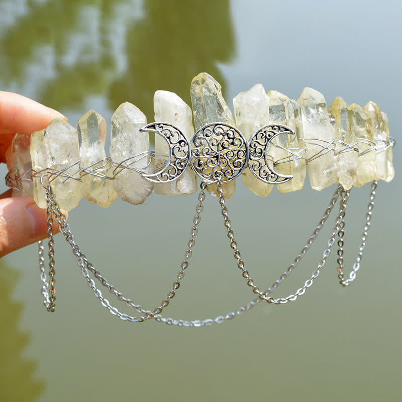 Couronne de cristal naturel de déesse de croissant de lune Olivenorma