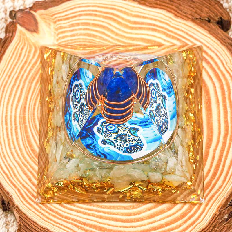 Pilier en lapis-lazuli Olivenorma Hamsa Energy Orgone Pyramid