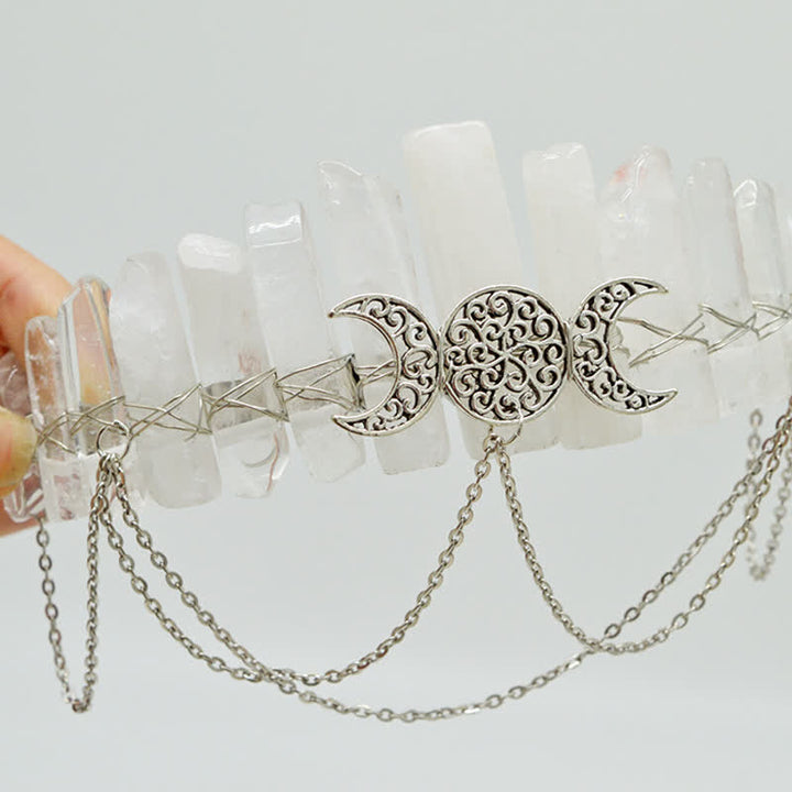 Couronne de cristal naturel de déesse de croissant de lune Olivenorma