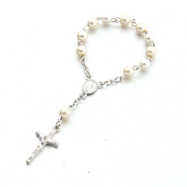 Bracelet en perles et croix en forme de cœur Olivenorma