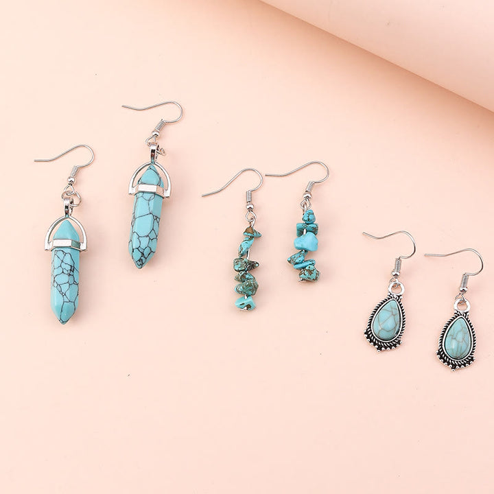 Ensemble de boucles d'oreilles et collier multicouches en turquoise Olivenorma