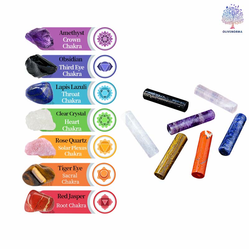 Ornement cylindrique en cristal de chakra naturel Olivenorma Décoration en pierres précieuses