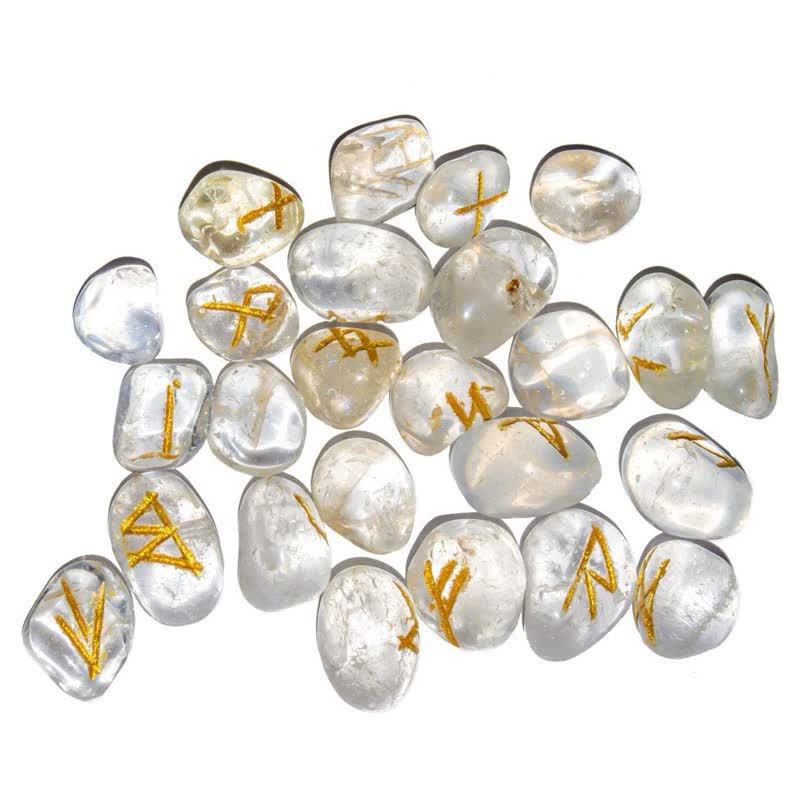 Alphabet runique Olivenorma Pierre graphique sculptée Équilibre Décoration de pierres précieuses