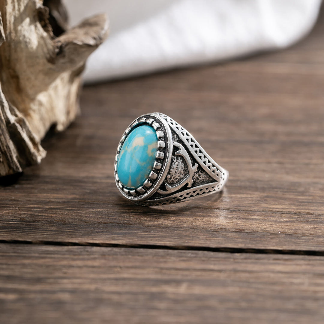 Bague rétro turquoise Olivenorma pour homme - image 4