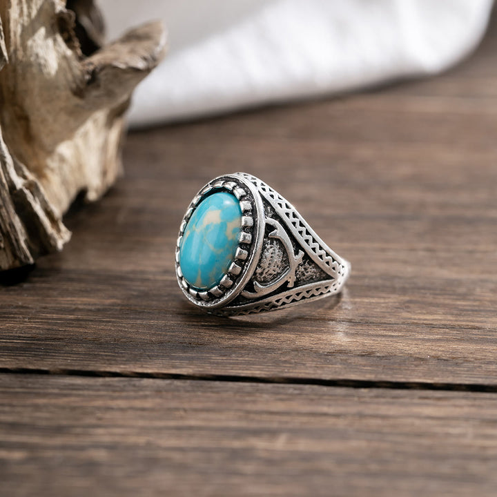 Bague rétro turquoise Olivenorma pour homme - image 4