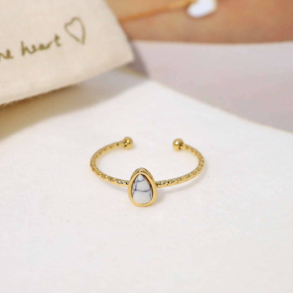 Bague en acier titane 18 carats avec pierre naturelle et goutte d'eau Olivenorma