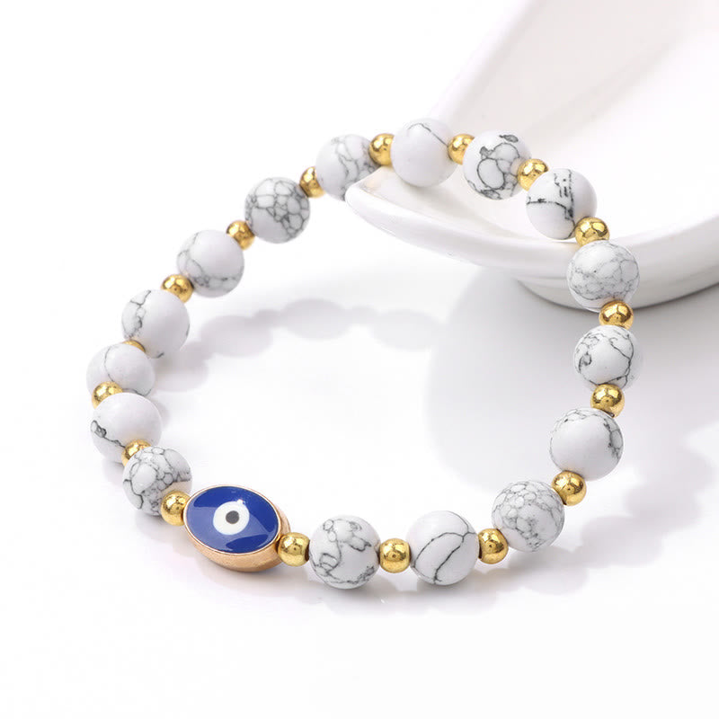 Bracelet Olivenorma 8 mm œil de tigre bleu contre le mauvais œil