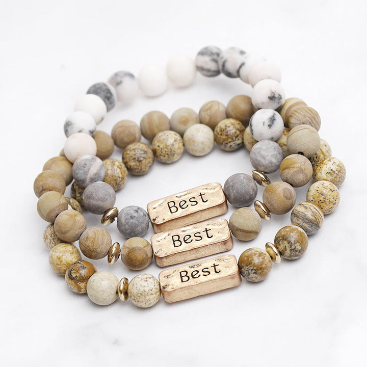 Bracelet avec gravure en pierres précieuses naturelles Olivenorma