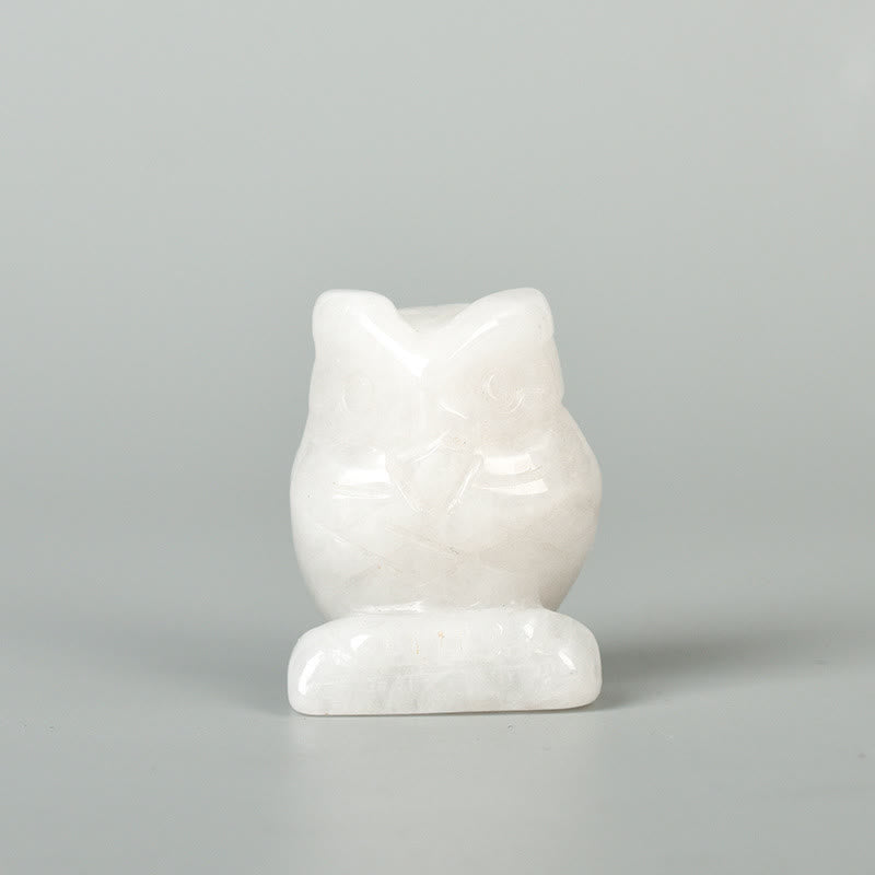 Sculpture artisanale en cristal naturel de hibou Olivenorma