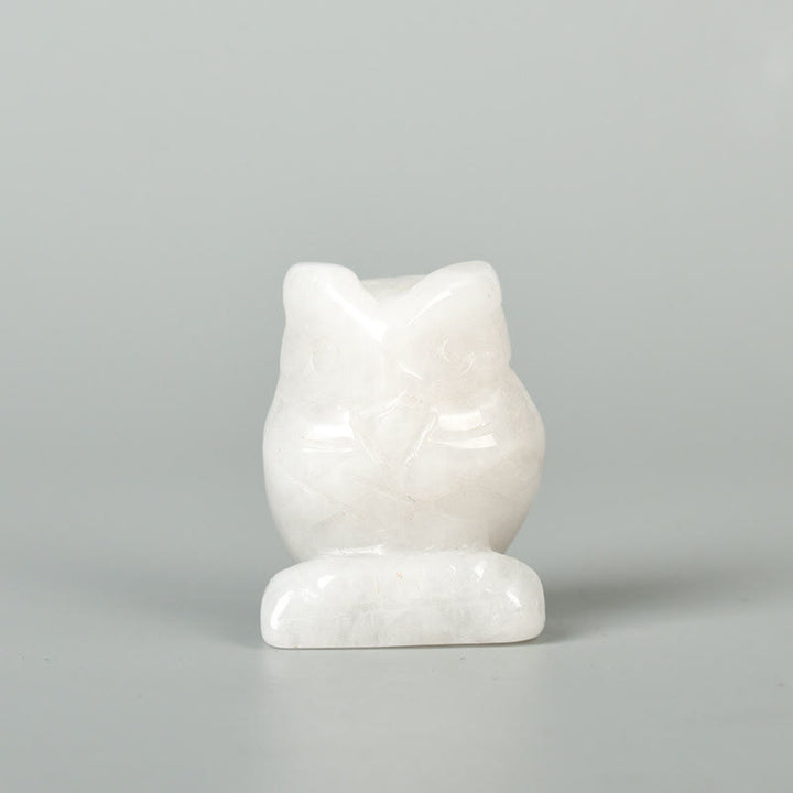 Sculpture artisanale en cristal naturel de hibou Olivenorma