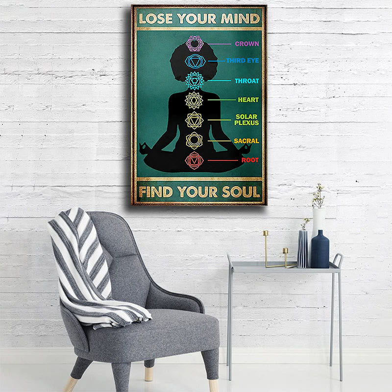 Affiche décorative Olivenorma Chakra Yoga « PERDEZ VOTRE ESPRIT, TROUVEZ VOTRE ÂME »