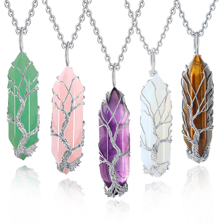 Collier en cristal Olivenorma avec pierres précieuses de l'arbre de vie