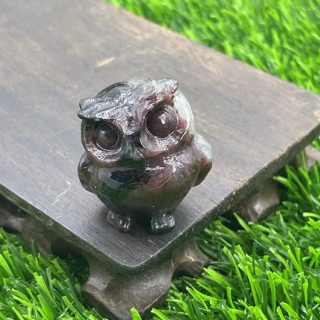 Ornement de hibou en cristal naturel Olivenorma de 3,5 cm, décoration en pierres précieuses
