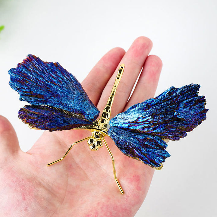 Décoration de pierres précieuses en forme de libellule avec placage de tourmaline noire Olivenorma