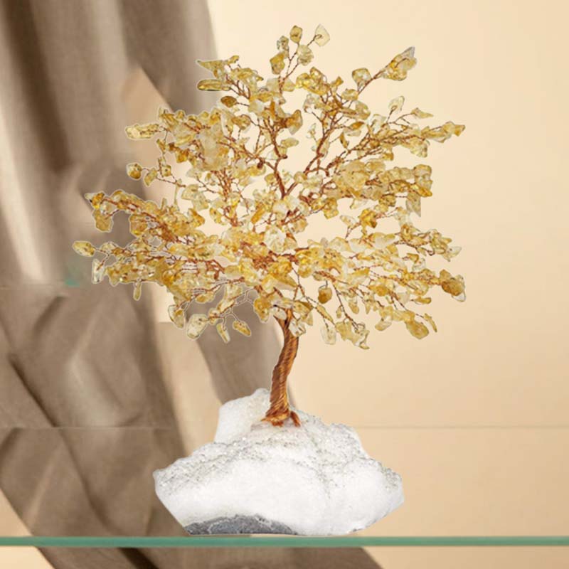 Arbre à pierres précieuses en cristal Feng Shui Citrine à énergie positive Olivenorma