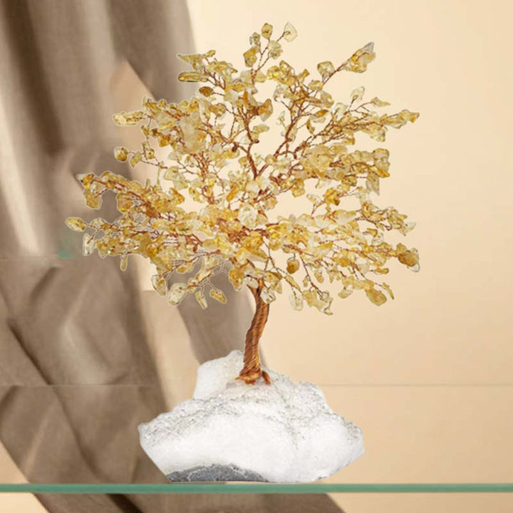 Arbre à pierres précieuses en cristal Feng Shui Citrine à énergie positive Olivenorma