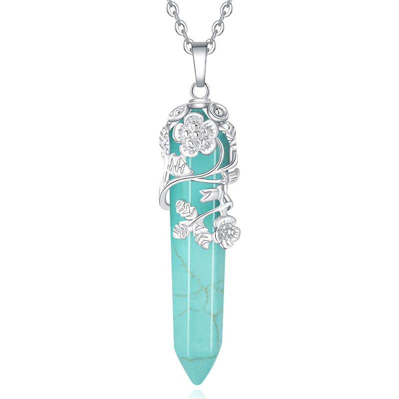 Collier à colonne hexagonale en cristal naturel Olivenorma